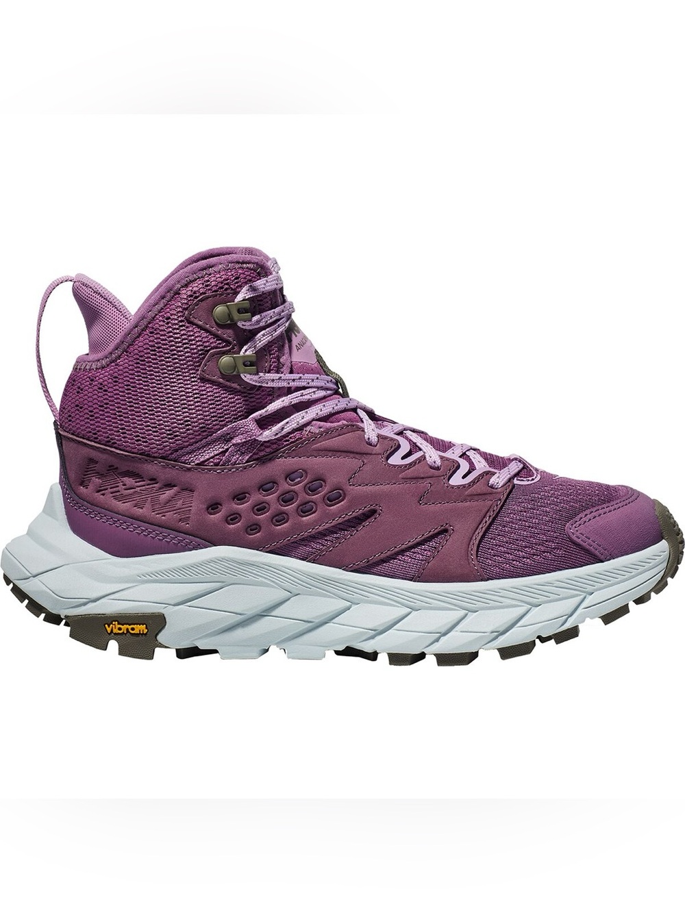 HOKA Anacapa Breeze Mid hiking walking shoes, purple, women’s US 7B (med)